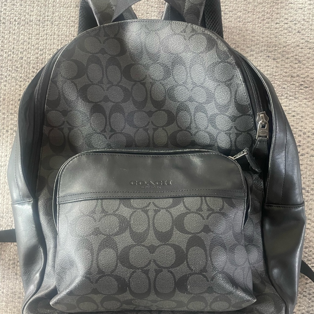 Coach Black and Gray Signature Backpack